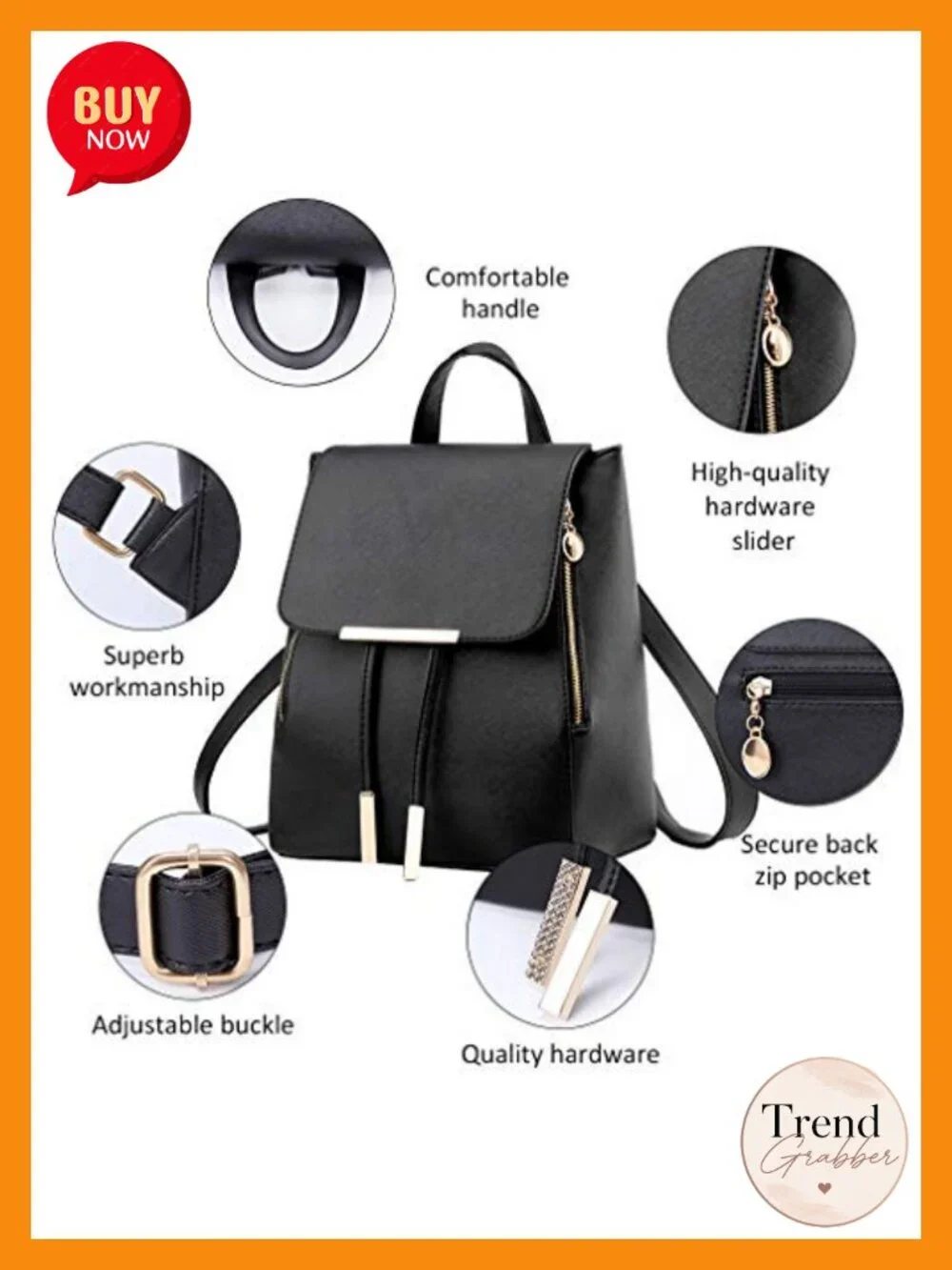 PU Leather Backpack Purse for Women - Anti Theft Travel Daypack with Adjustable